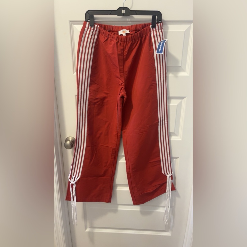 Red Juniors Bottoms with White Stripes